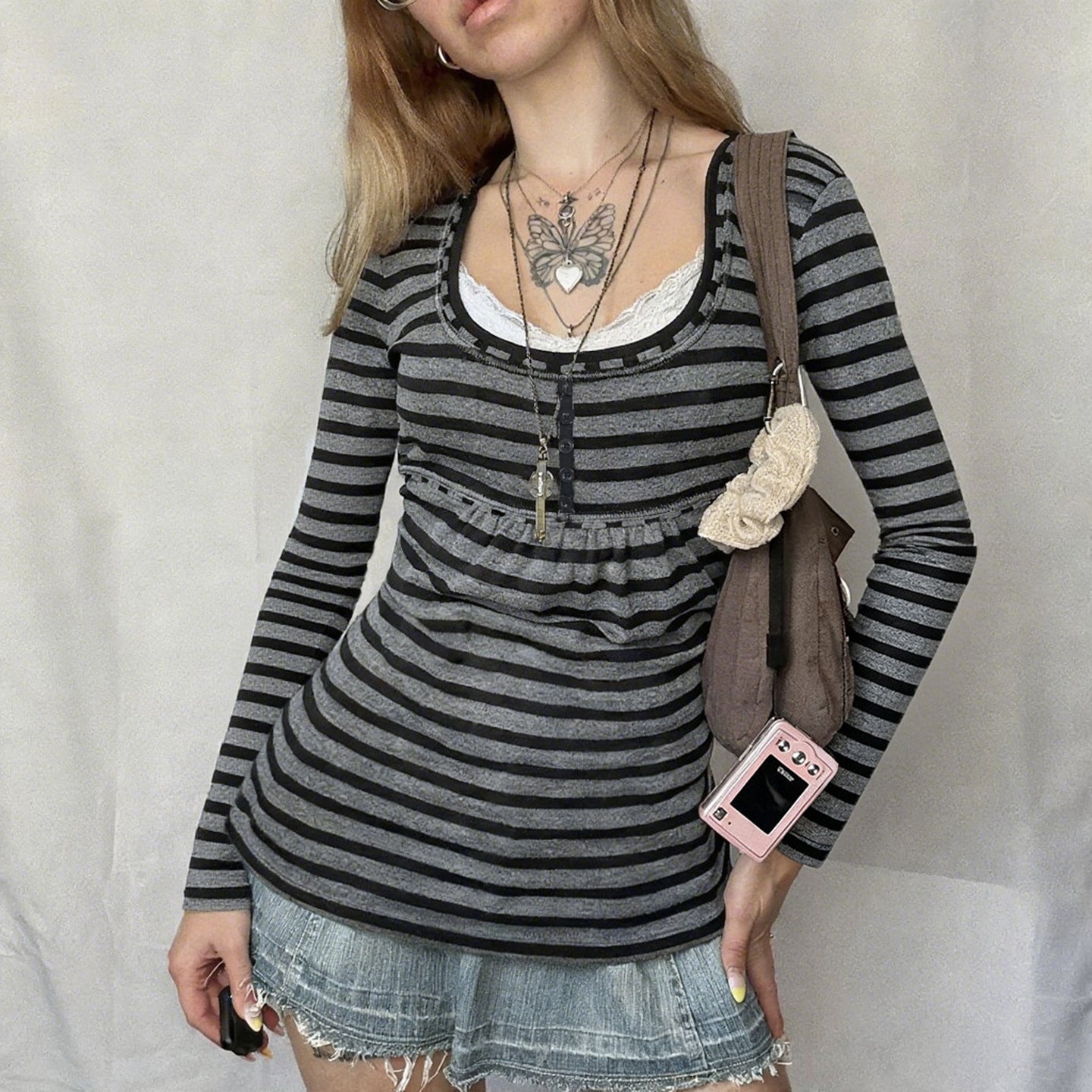 Fake Two-piece Long-sleeved Crew Neck T-shirt  SA528