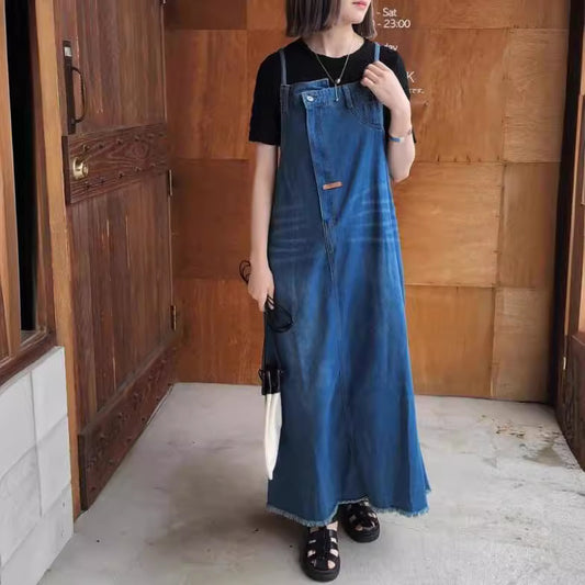 Denim strap skirt long skirt children SA322