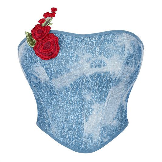 Blue Denim Rose Women's Tube Top 69A641