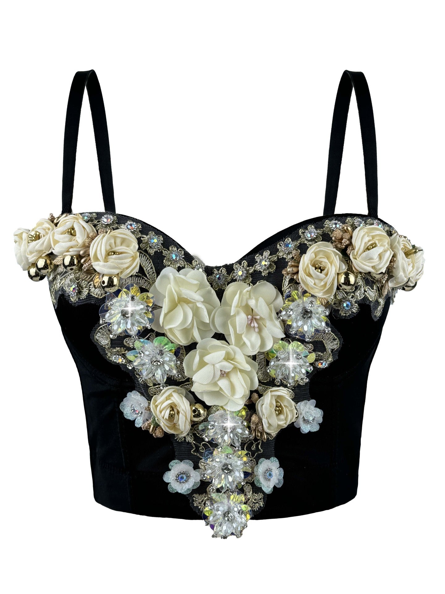 Three-dimensional Flower Rhinestone Bead Sling 69B883