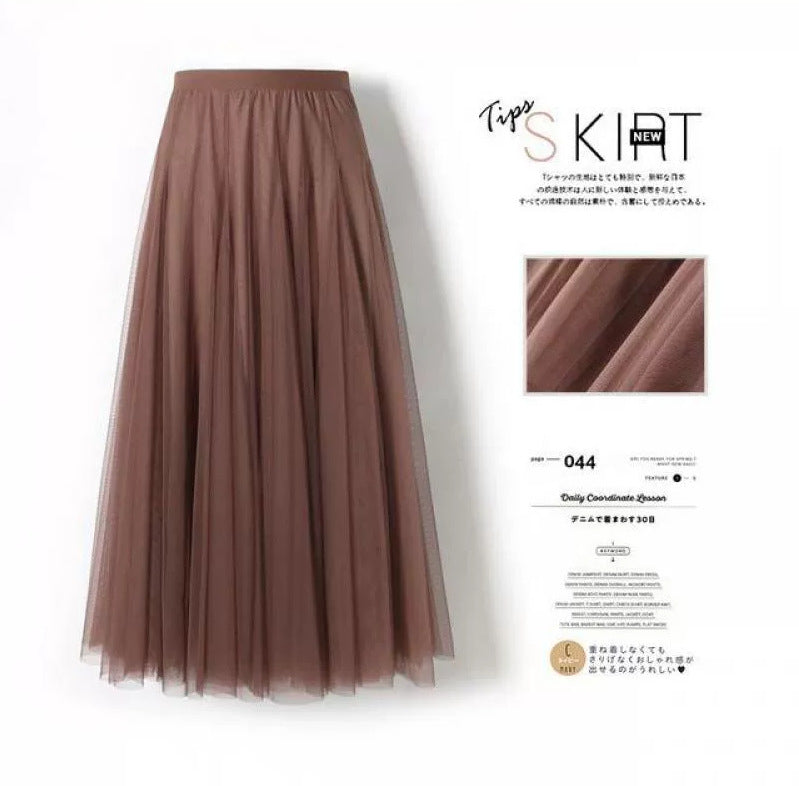 Carefully Selected Pleated Skirt with Mesh Overlay 69B976