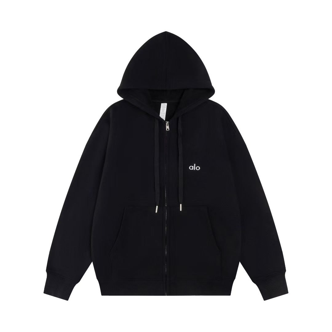 Hooded Sweater Loose Casual Zipper Set SA505