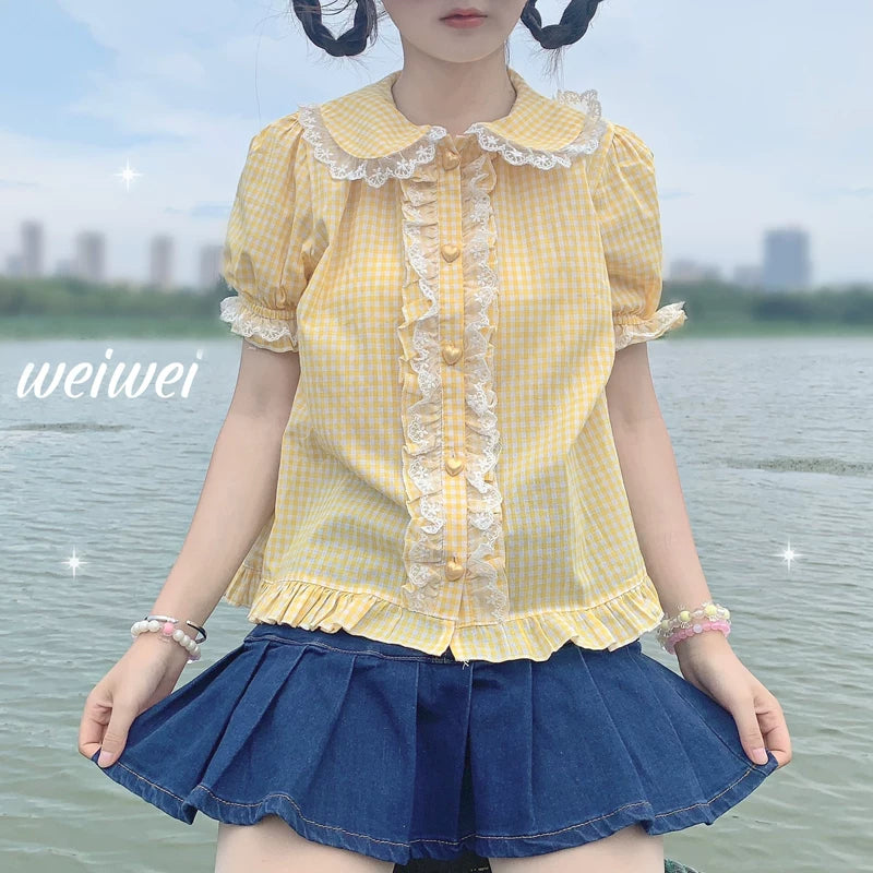 Sweet Short-sleeved Top Shirt for Women  US 64D097