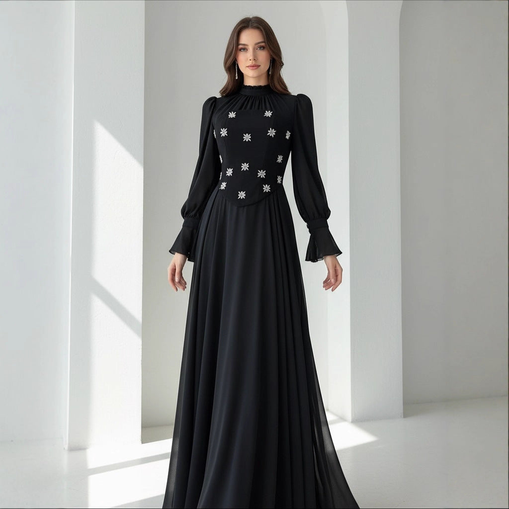 Snowflake Diamond Long Sleeve Dress 64H001