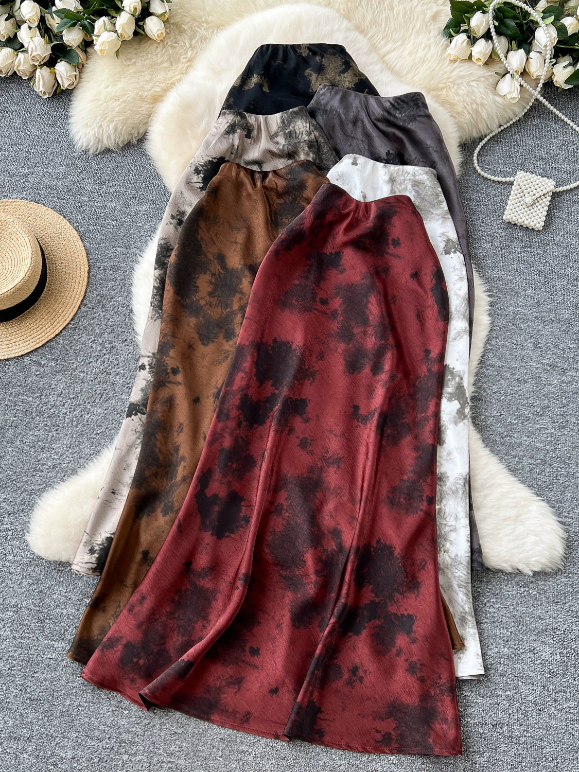Ink Printing High Waist and Thin Fishtail Skirt 69A694