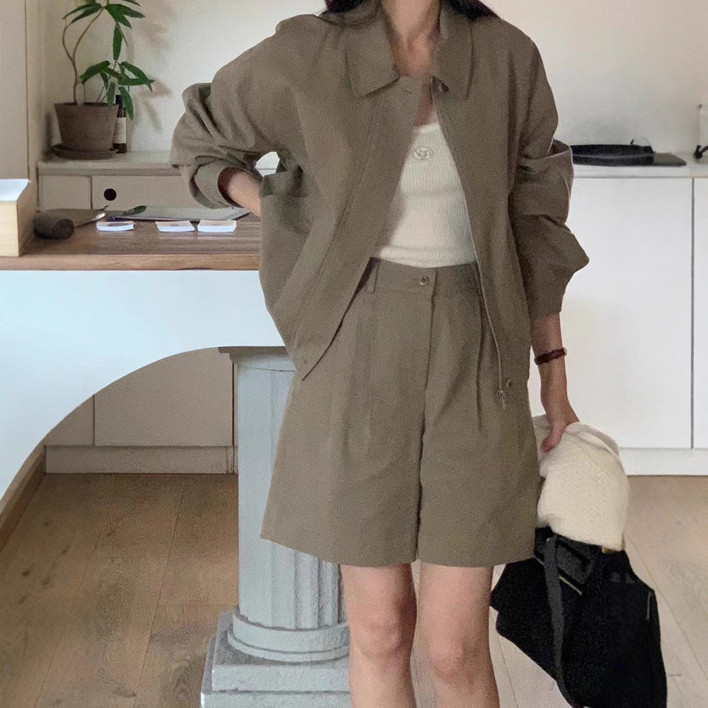 Solid Color Jacket Suit Women SA495