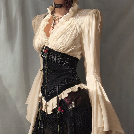 V-neck Court Long-sleeved Top SA709