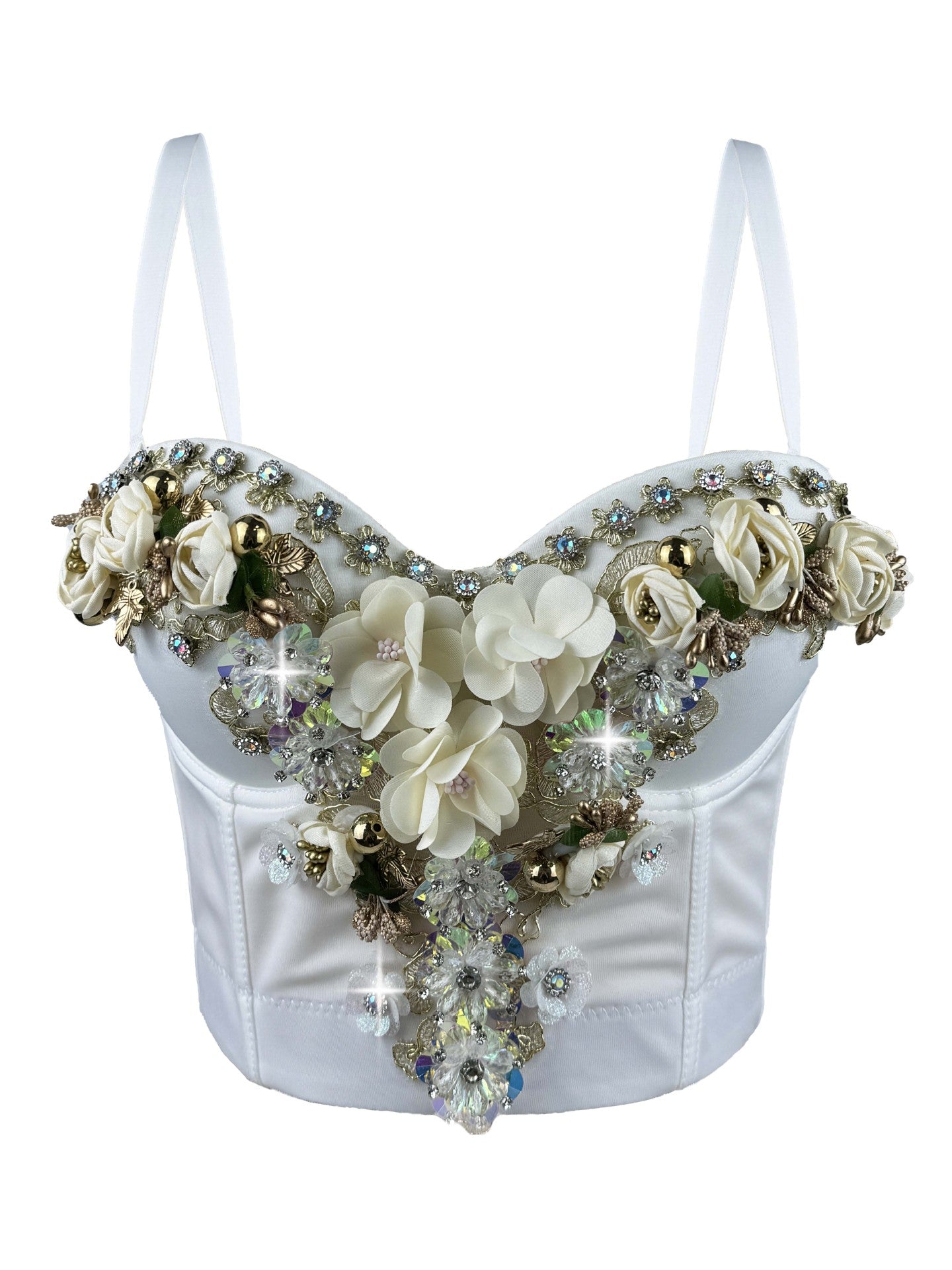 Three-dimensional Flower Rhinestone Bead Sling 69B883