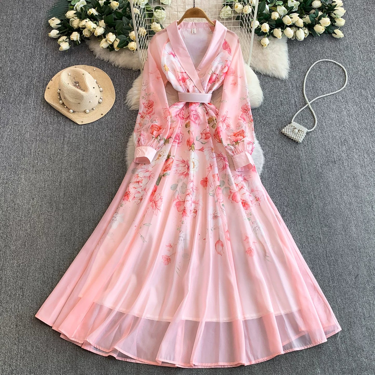 Printed V-neck Dress SA748/SA749