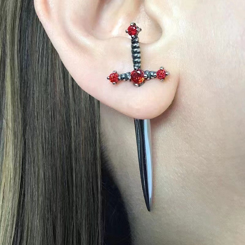 Gothic Sword Lady Stud Earrings Woman 69B902