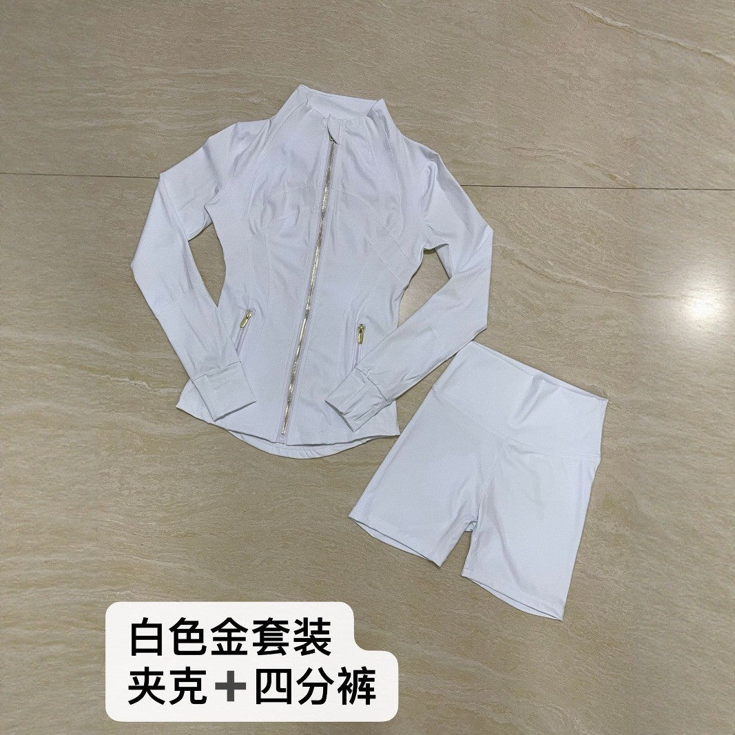 Quarter Pants + Stand-up Collar Jacket Set SA517