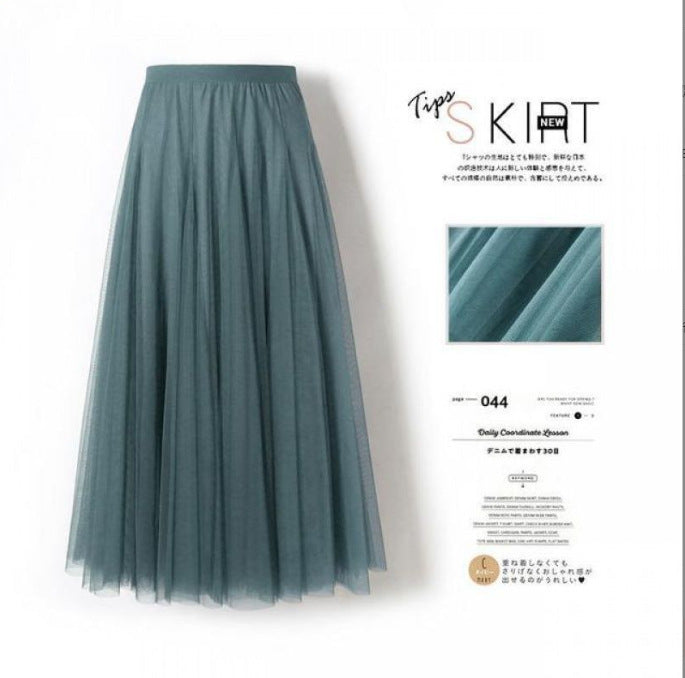 Carefully Selected Pleated Skirt with Mesh Overlay 69B976