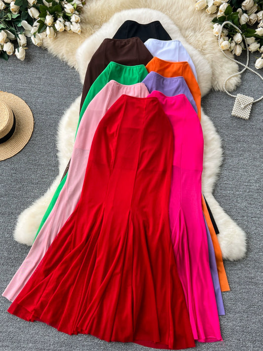 Mesh stitching fishtail hip skirt