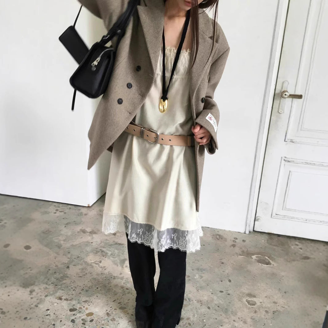 White Lace Stitching Dress SA501