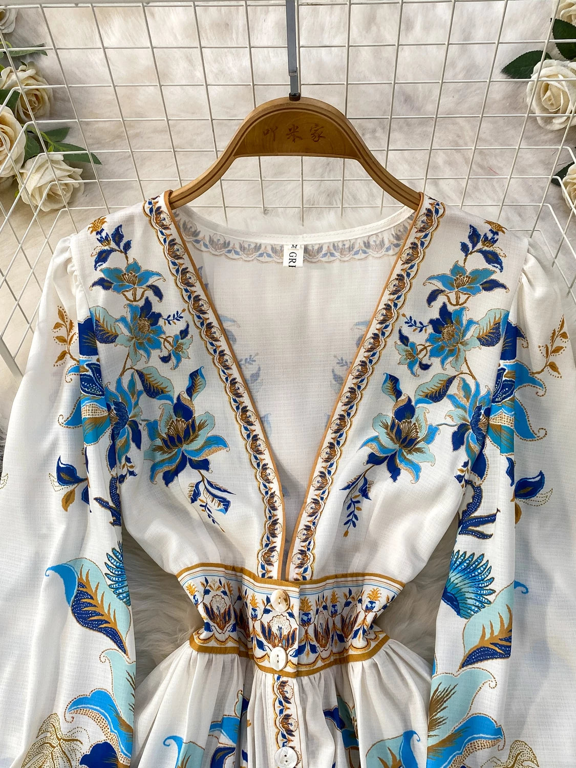 Deep V-neck Cardigan Long Dress SA756