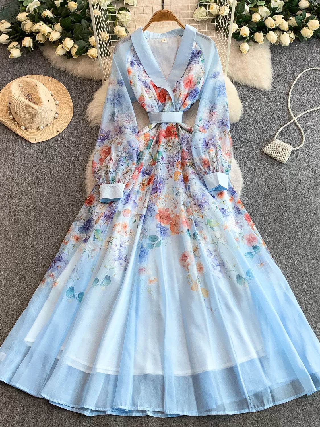 Printed V-neck Dress SA748/SA749