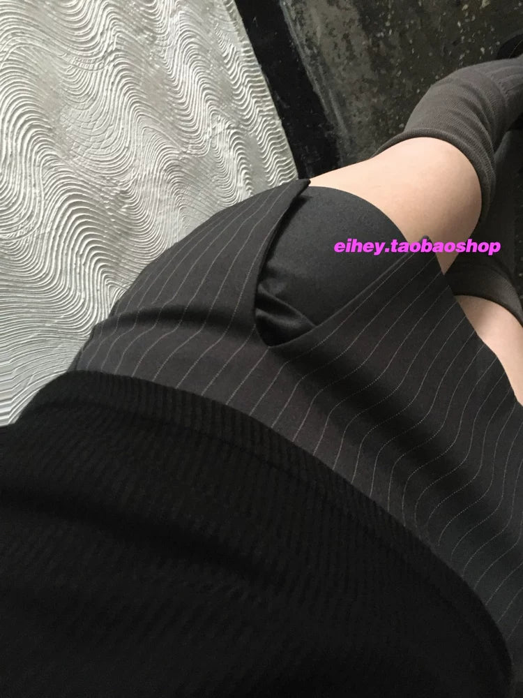 Black Pinstripe Culottes SA725