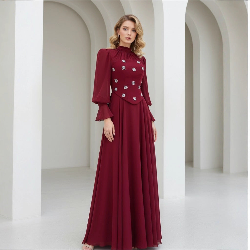 Snowflake Diamond Long Sleeve Dress 64H001