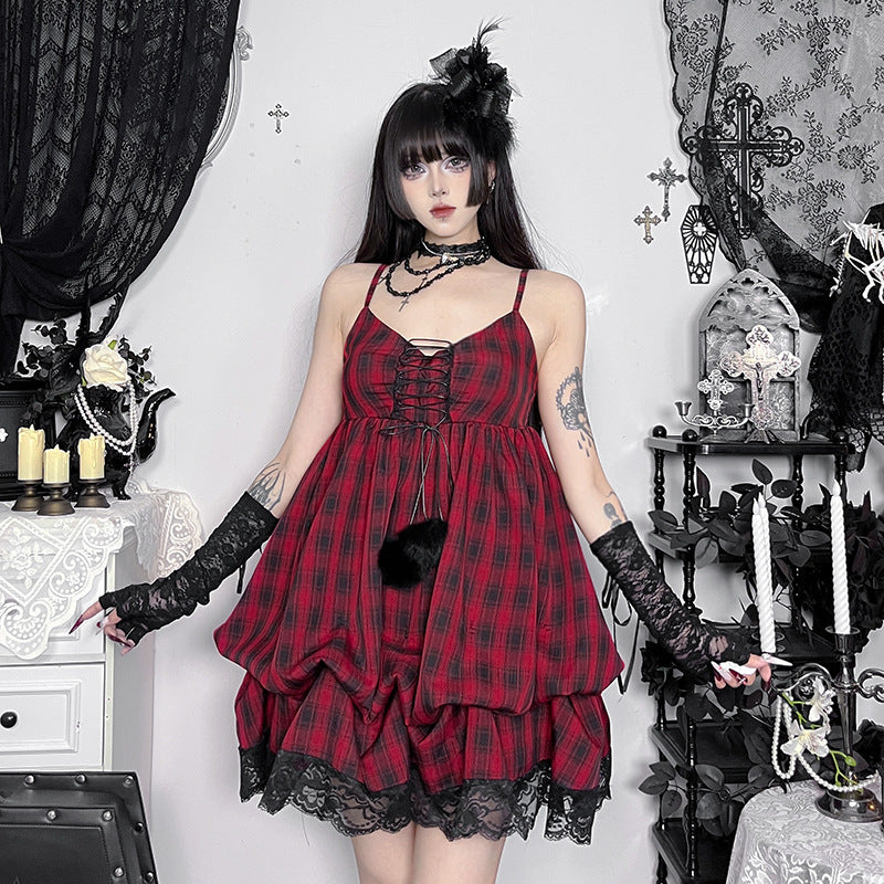 Plaid Suspender Skirt  SA774
