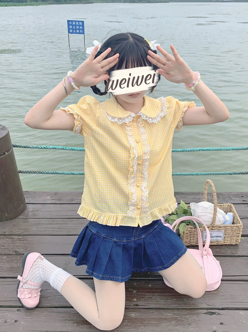 Sweet Short-sleeved Top Shirt for Women  US 64D097