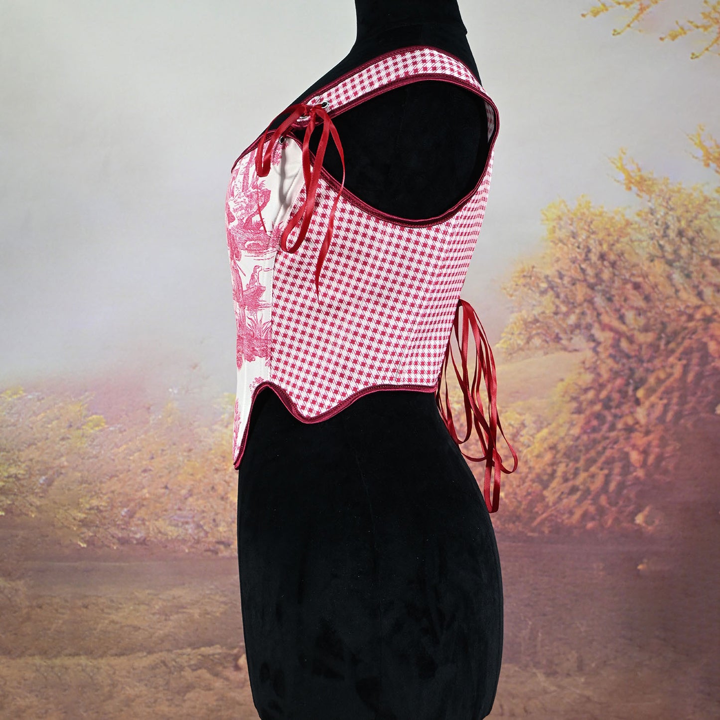 Checked Back Strap Fishbone Top Bra 69B832