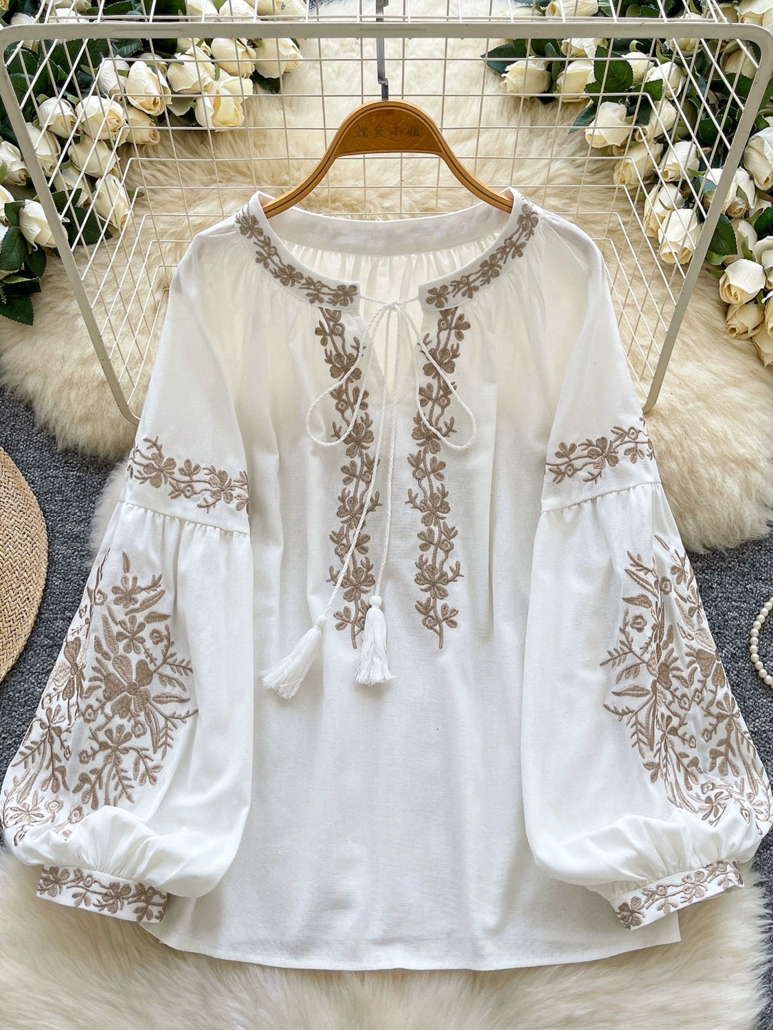 Roller Neck Lantern Sleeve Top SA453