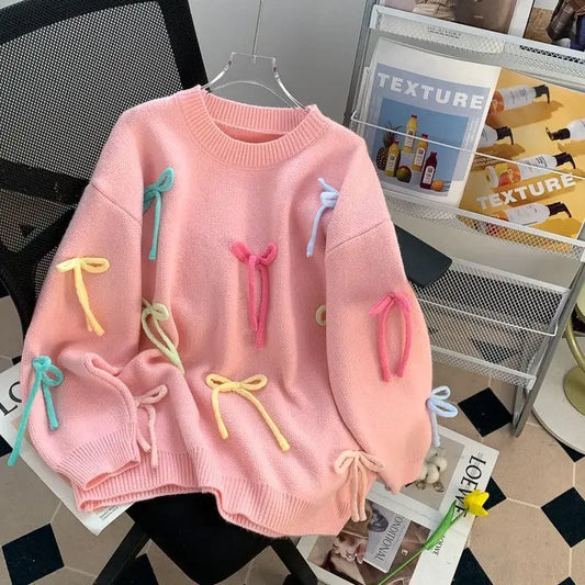 Pink Bow Idle Style Sweater