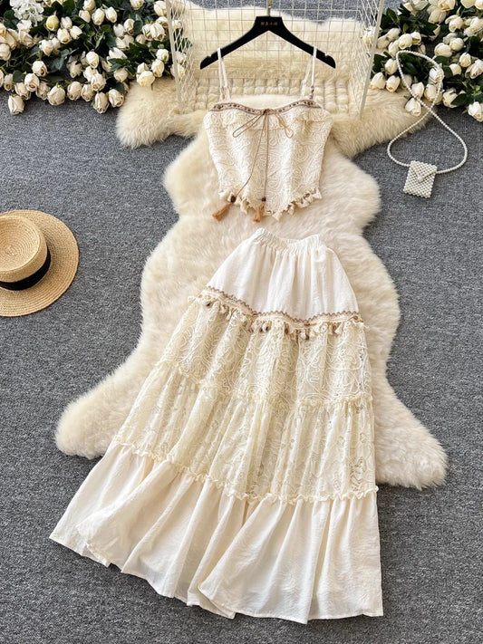 Summer French Elegant Bohemian Beach Vacation 2 Piece Set 69A134