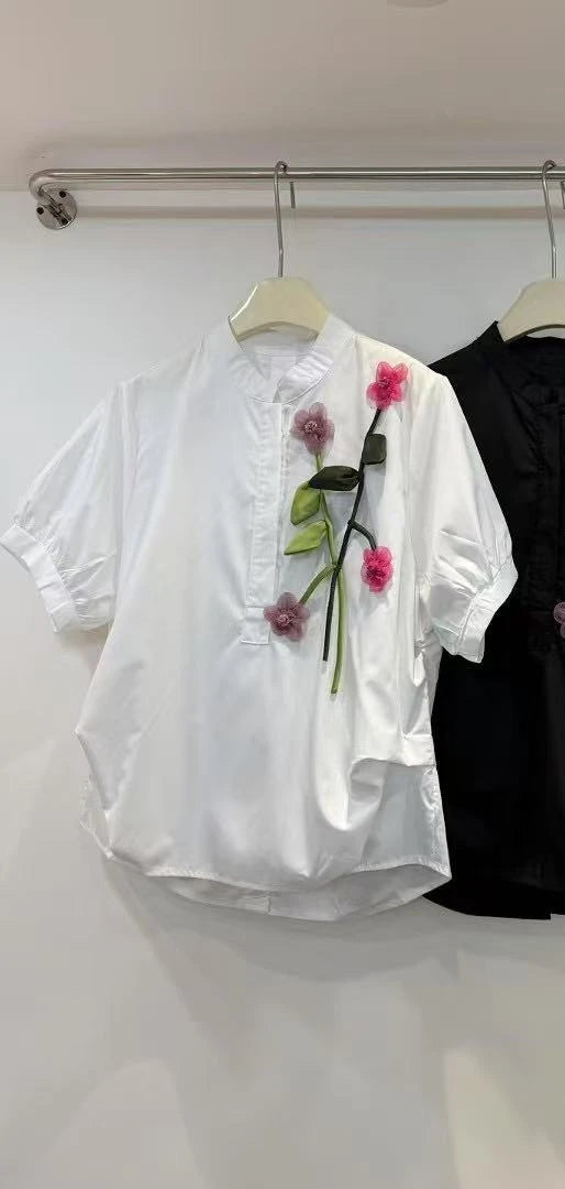 3D Flower Literary Shirt