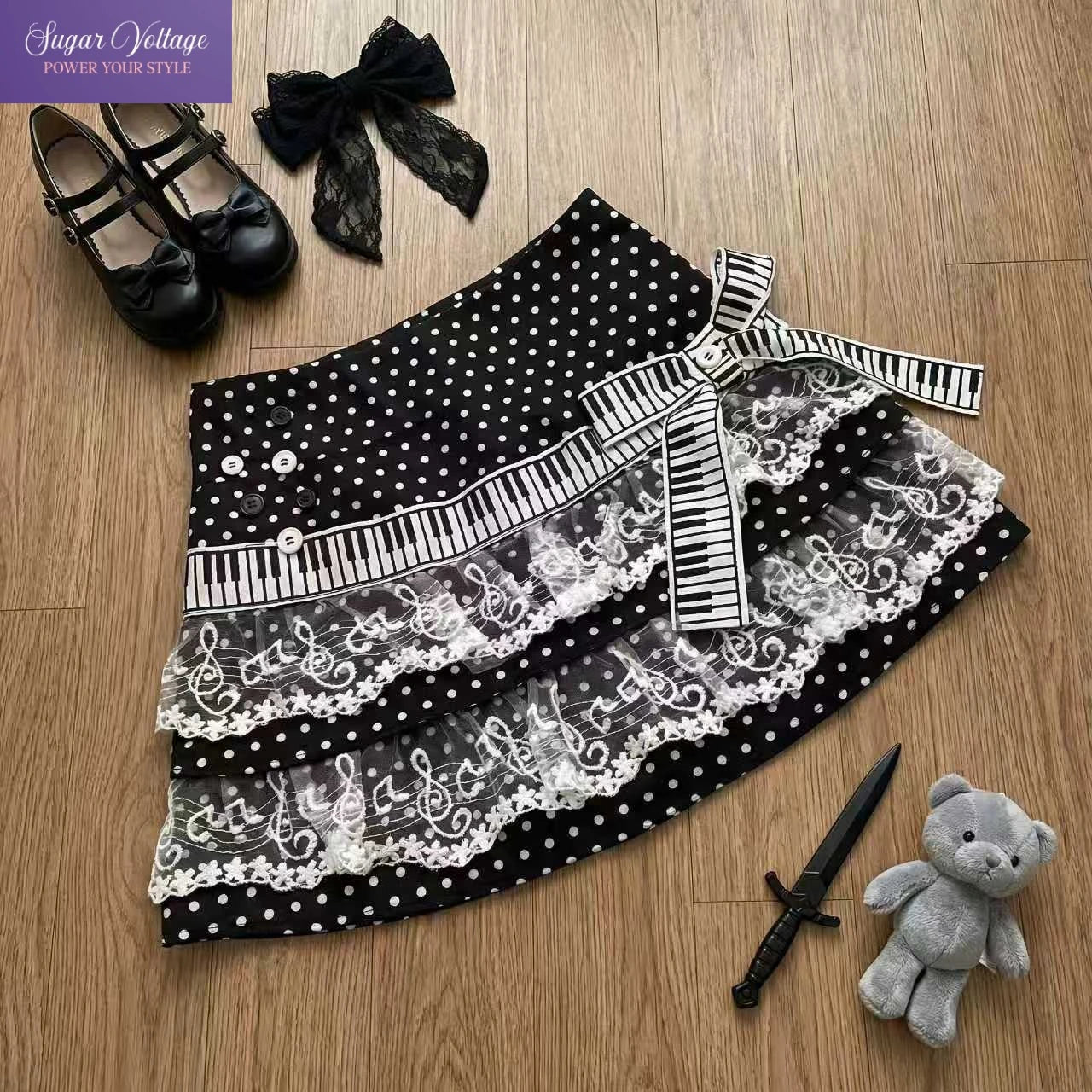 Japanese Y2K Gothic Pleated Mini Skirt SA735
