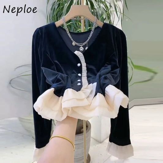 Gentle Unique Celebrity Velvet French Shirt