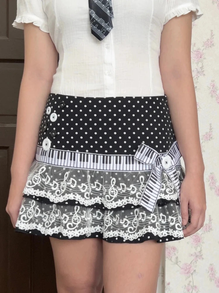Japanese Y2K Gothic Pleated Mini Skirt SA735