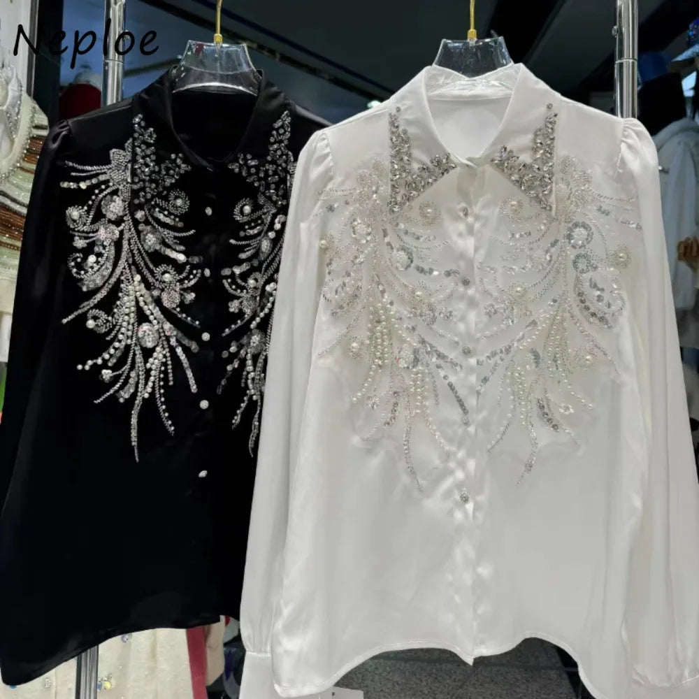 Europe New Fashion Heavy Beading Blouses