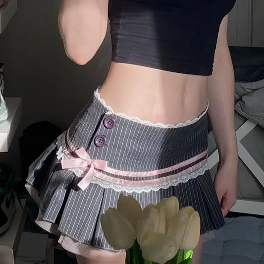 Y2k Harajuku Kwaii Lace Trim Mini Skirts SA285