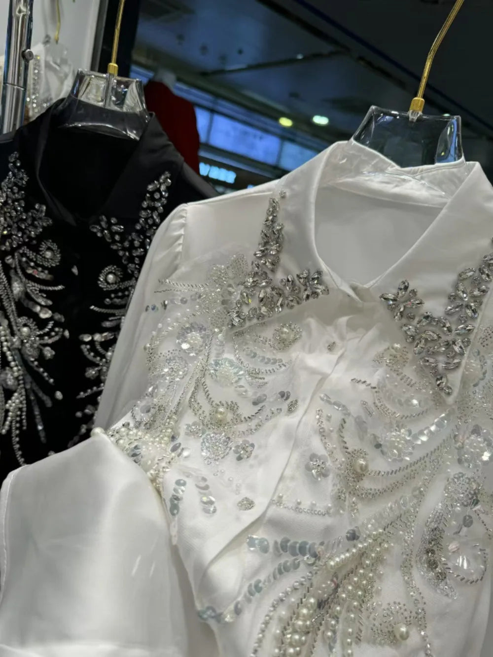 Europe New Fashion Heavy Beading Blouses