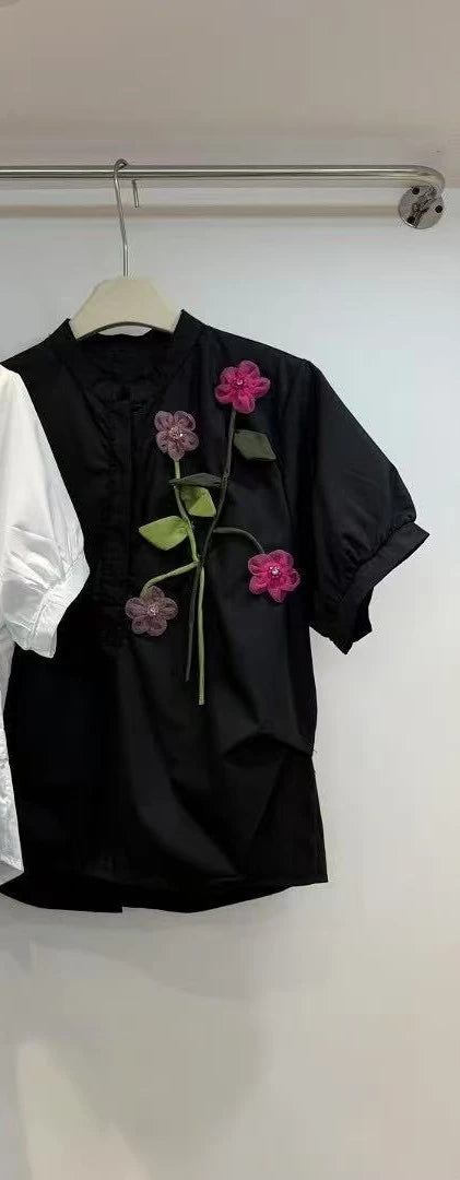 3D Flower Literary Shirt