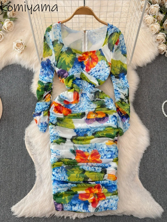 Women Bodycon Dresses Square Collar Long Sleeve Dress SA251