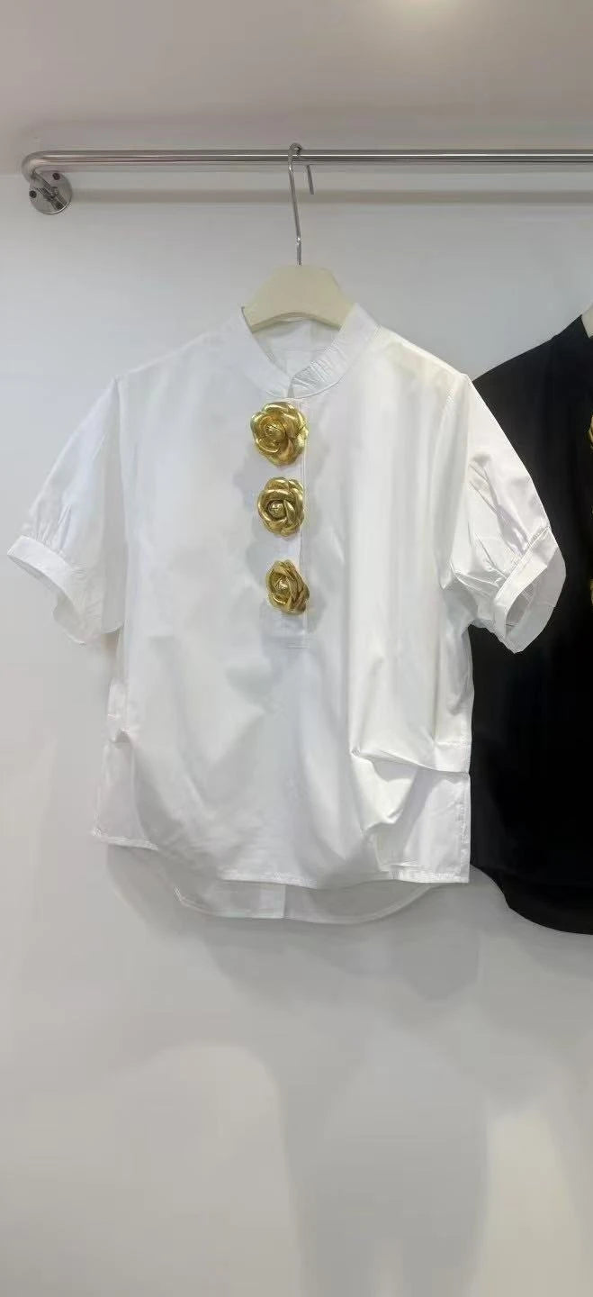 3D Flower Literary Shirt