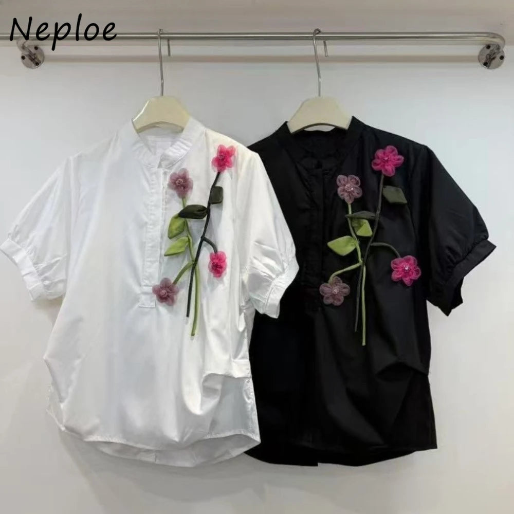 3D Flower Literary Shirt