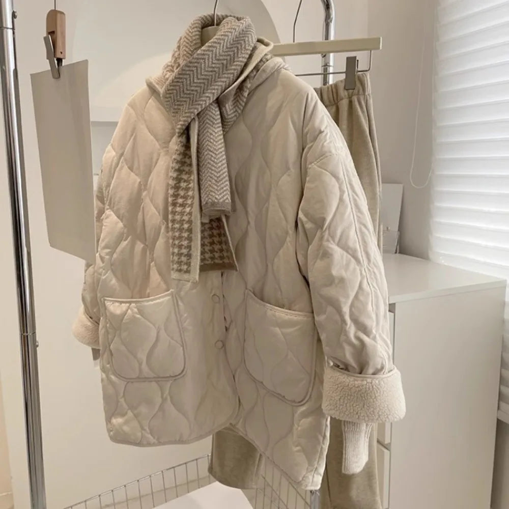 Single Breasted Solid Veste Patchwork Mujer