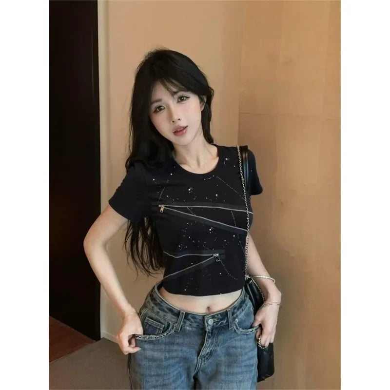 Short-sleeve Irregular Print T-shirt SA844/SA845