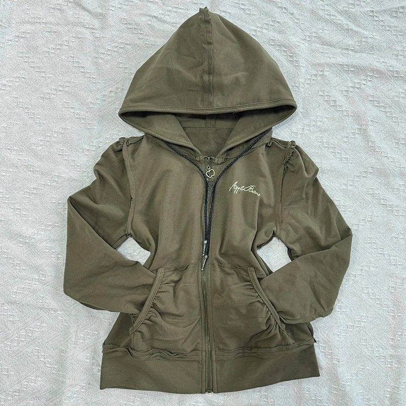 American Vintage Slim Fit Olive Green Printed Hooded SA233