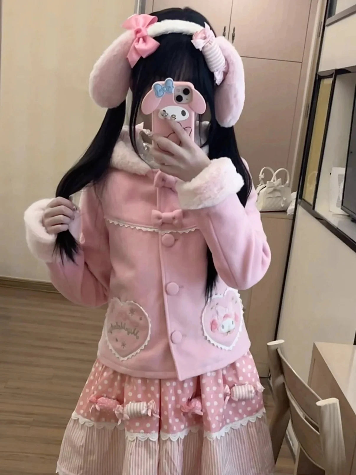 Fluffy Lovely Autumn Winter Preppy Fur Jacket 69B629