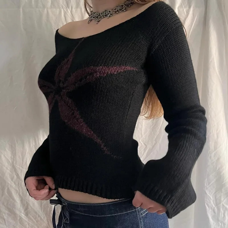 Slash Neck Knitted Harajuku Streetwear Sweaters SA147