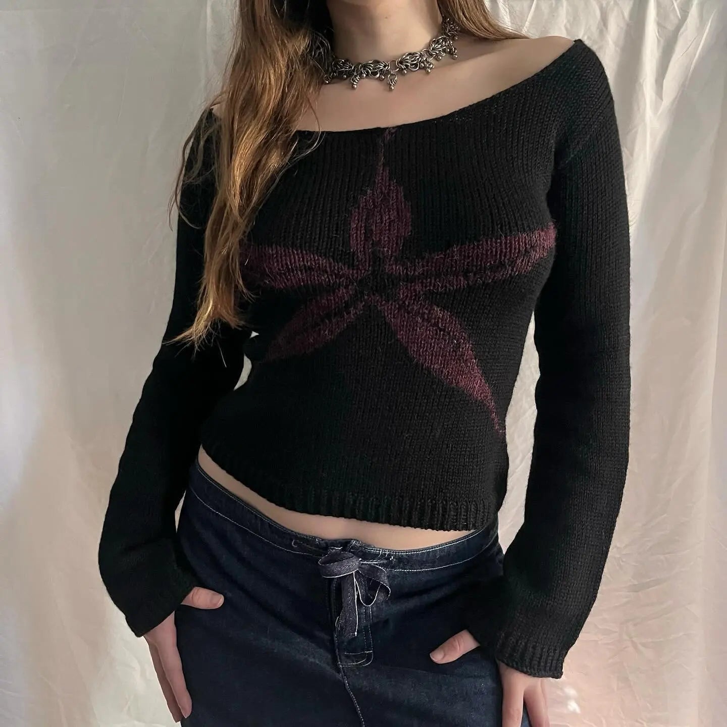 Slash Neck Knitted Harajuku Streetwear Sweaters SA147