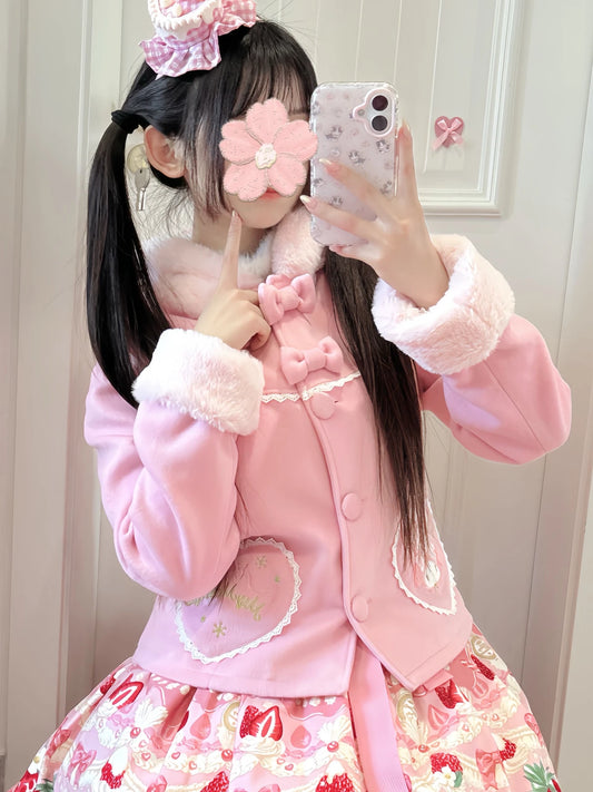 Fluffy Lovely Autumn Winter Preppy Fur Jacket 69B629