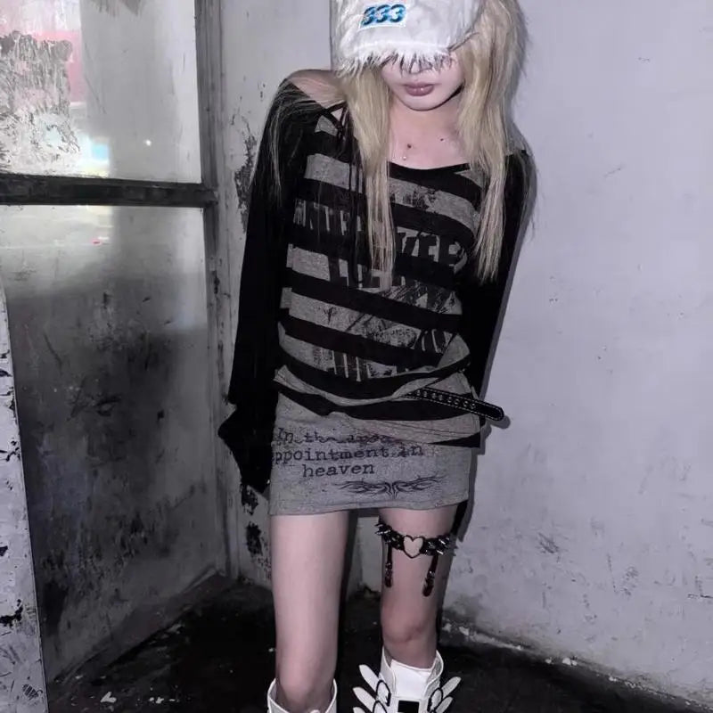 Subcultural Harajuku Hip Hop Striped T Shirts SA194