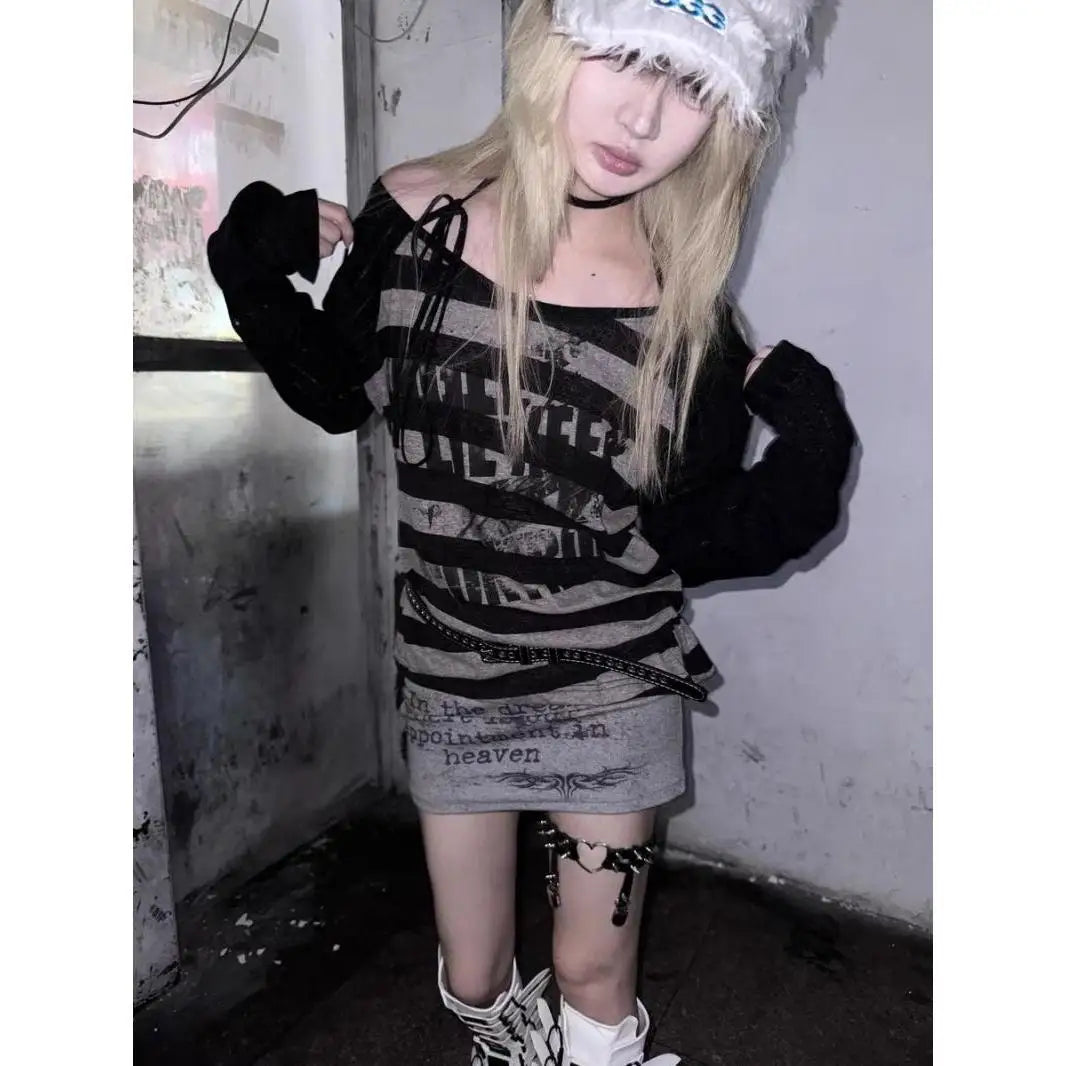 Subcultural Harajuku Hip Hop Striped T Shirts SA194
