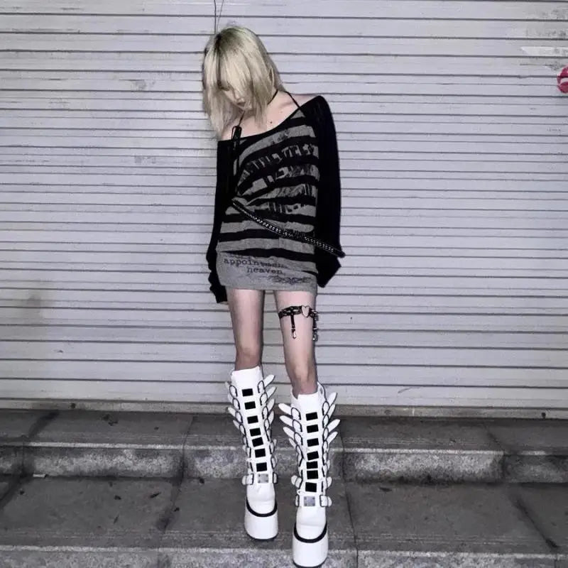 Subcultural Harajuku Hip Hop Striped T Shirts SA194
