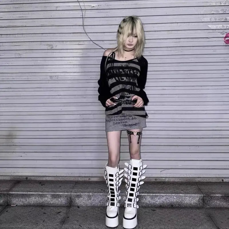 Subcultural Harajuku Hip Hop Striped T Shirts SA194
